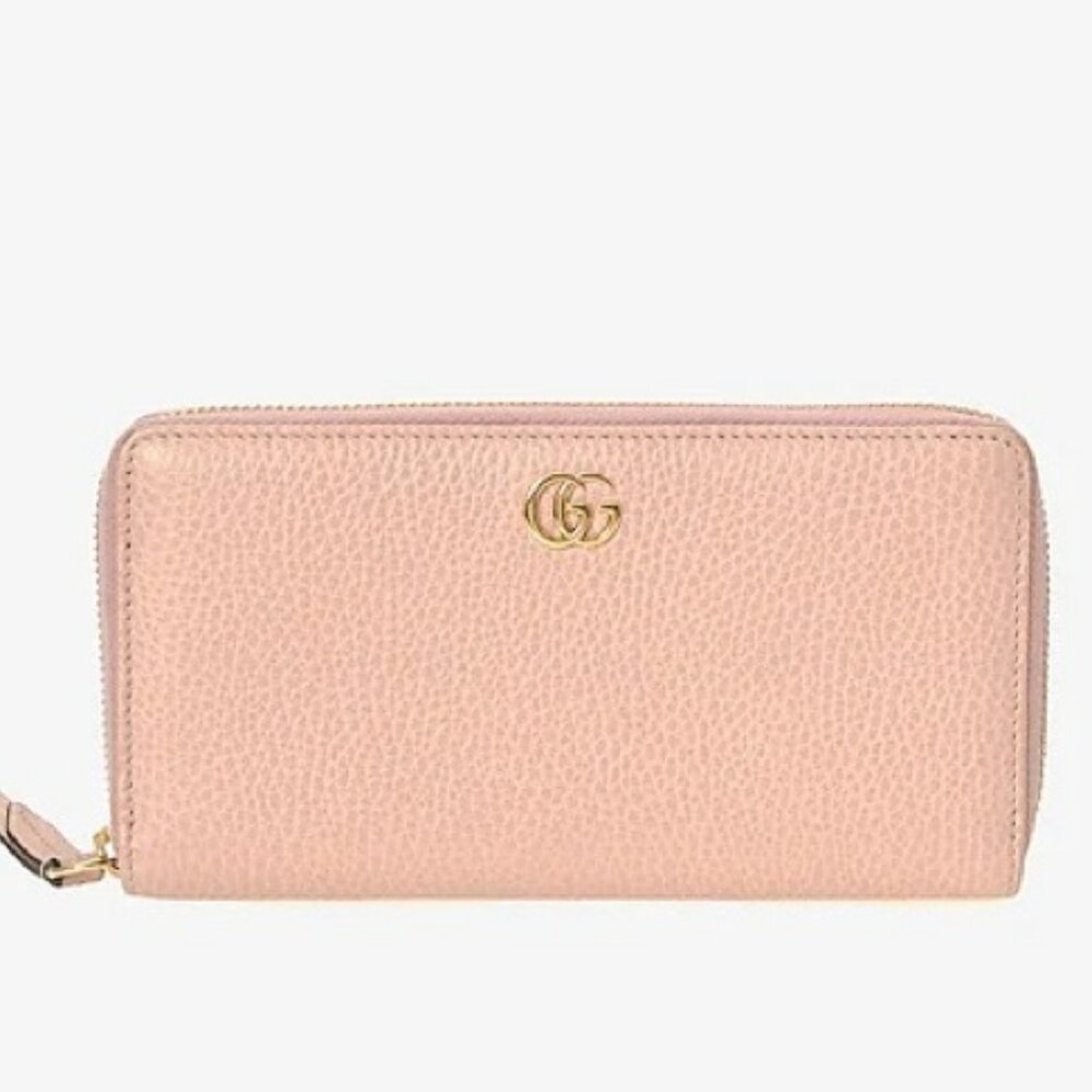 Gucci Marmont Pebbled Leather Wallet Pink
